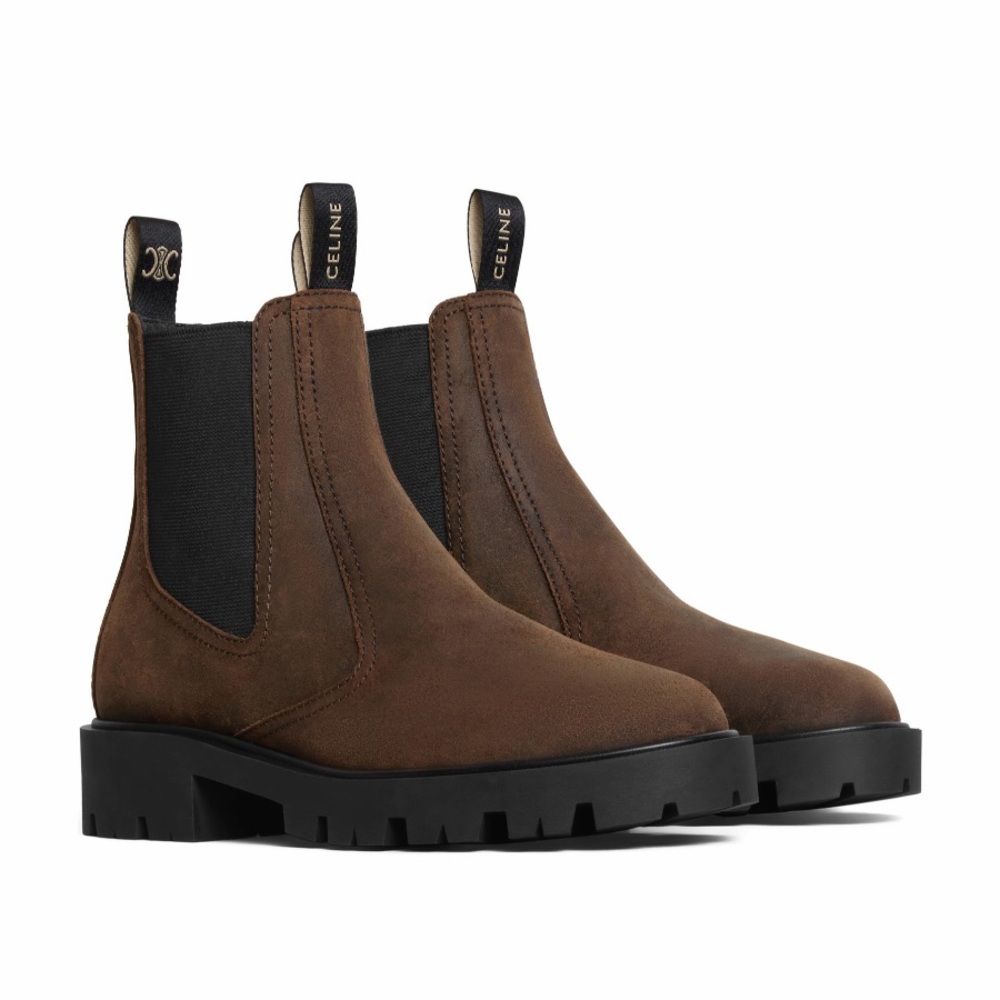 Celine MARGARET CHELSEA BOOT in WAXED SUEDE CALFSKIN Size 38 With Box